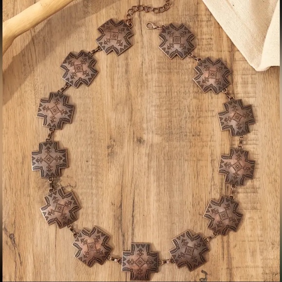 SALE Copper Patterned Chain Belt - Picture 2 of 7